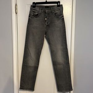 MOTHER Tomcat ankle jeans in Beam Me Up (faded gray), button fly, size 28